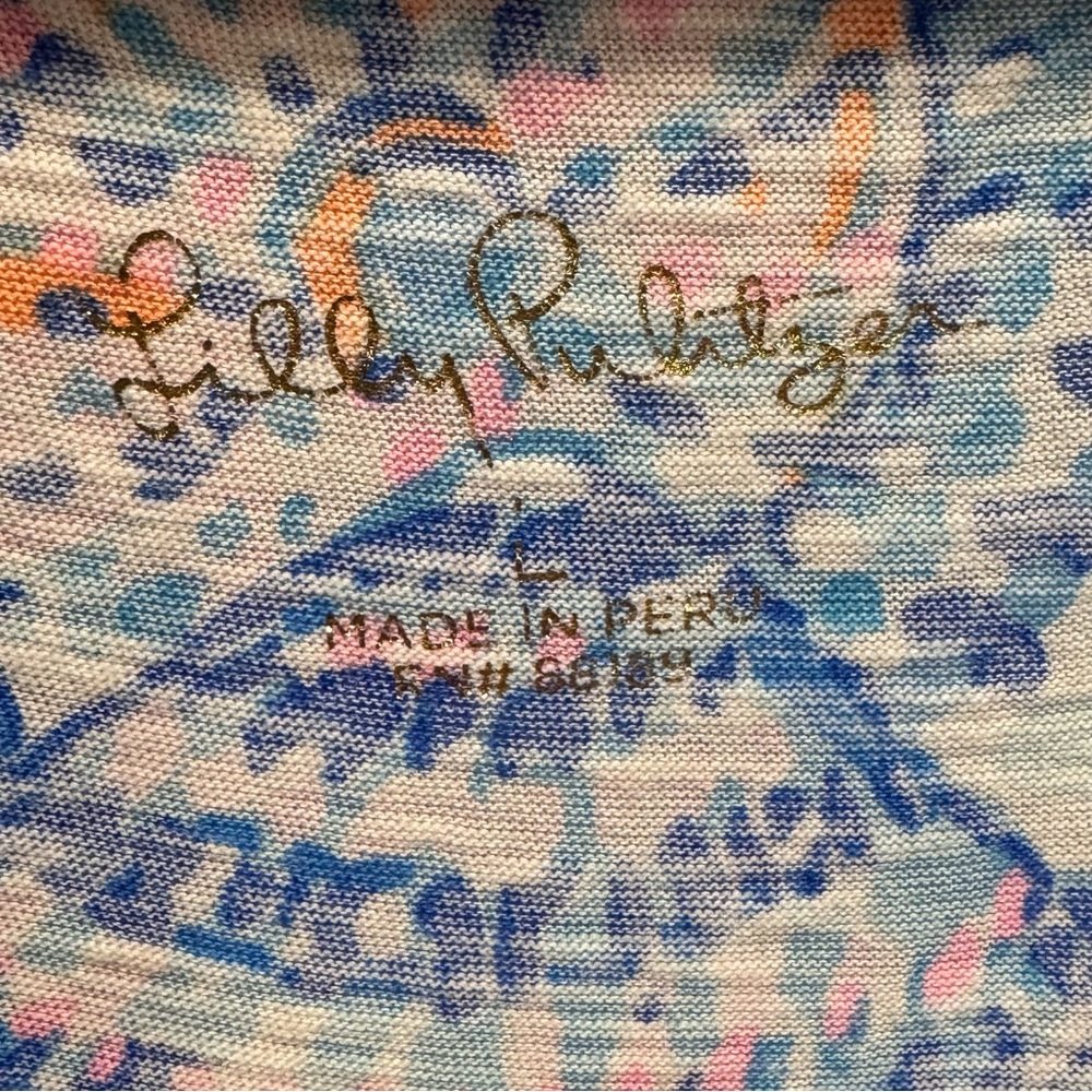 Lilly Pulitzer Etta V Nack Top in Blue Grotto Commotion In The Ocean Sz L - Picture 8 of 10
